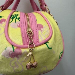Pink and Yellow Cherry Print Women's Bag